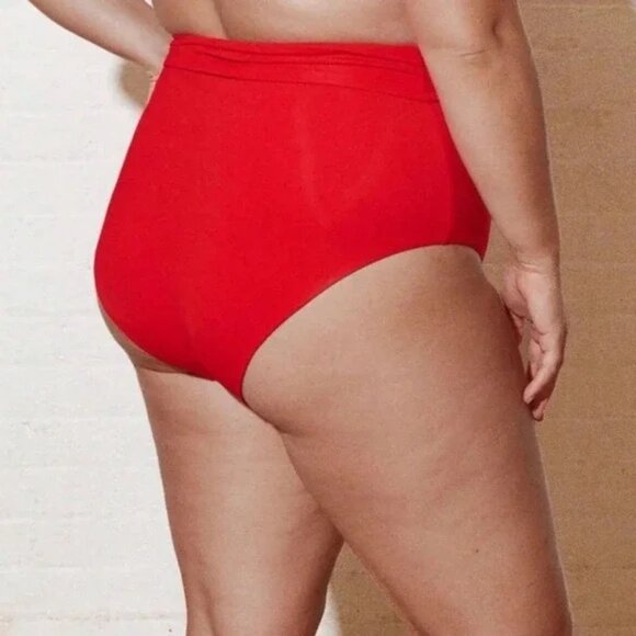 NEW Mara Hoffman Jay High Waisted Tie Front Bikini Bottom in Red Size Large - Picture 4 of 6
